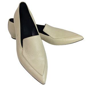 Everlane The Boss Ivory Pebbled Leather Loafer flat in Bone pointed toe …